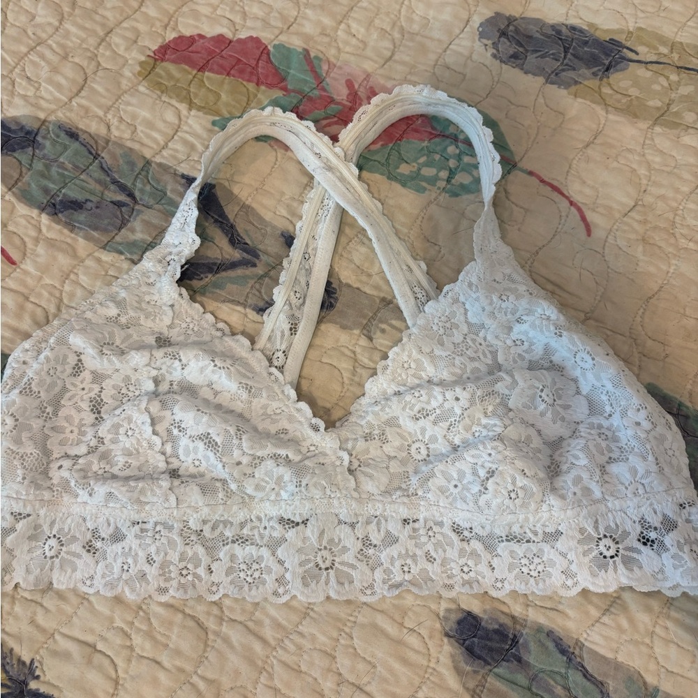 Aerie White Lace Longline Bralette
